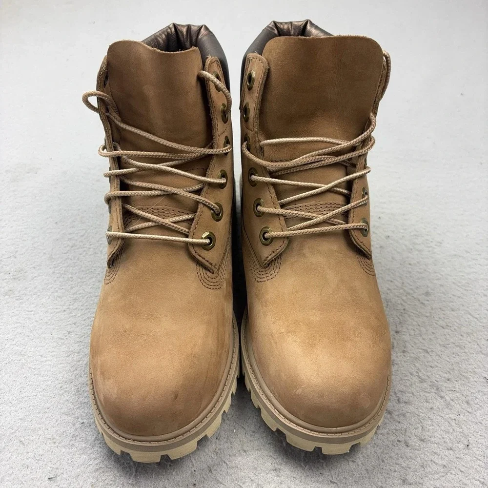 Timberland Boots Boys Size 5 Brown Nubuck Leather Waterproof Winter A11C4